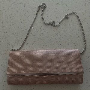 Pink blitzy bedazzled bag with chain strap
